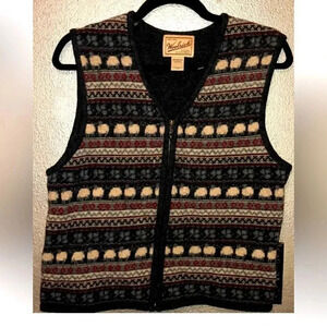 *Final Price* Woolrich Gray Vintage Patterned 100% Lambs Wool Zip Vest Large EUC